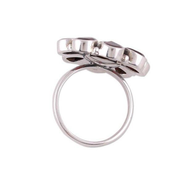 Alternate image for Garnet Ring and Sterling Silver Ring Flower Jewelry Floral Glamour