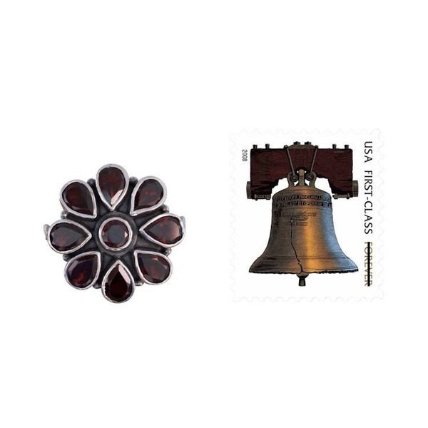 Alternate image for Garnet Ring and Sterling Silver Ring Flower Jewelry Floral Glamour