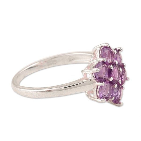 Alternate image for Amethyst and Sterling Silver Flower Ring Treasured Flower
