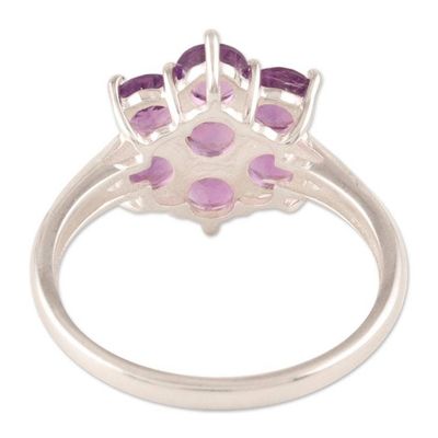 Alternate image for Amethyst and Sterling Silver Flower Ring Treasured Flower