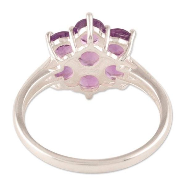 Alternate image for Amethyst and Sterling Silver Flower Ring Treasured Flower