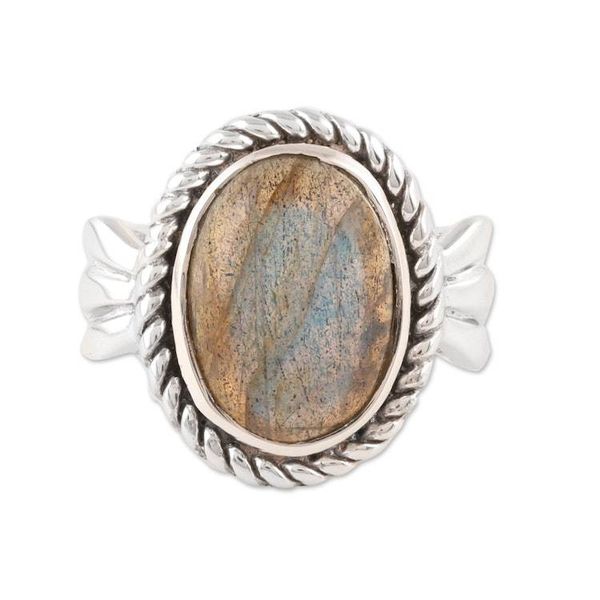 Alternate image for Oval Labradorite Cocktail Ring from India Aurora Charm