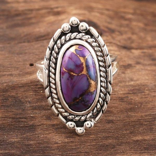 Alternate image for Oval Purple Composite Turquoise Cocktail Ring from India Regal Charm