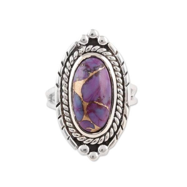 Alternate image for Oval Purple Composite Turquoise Cocktail Ring from India Regal Charm