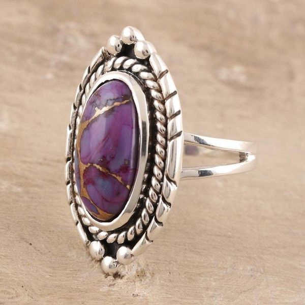 Alternate image for Oval Purple Composite Turquoise Cocktail Ring from India Regal Charm