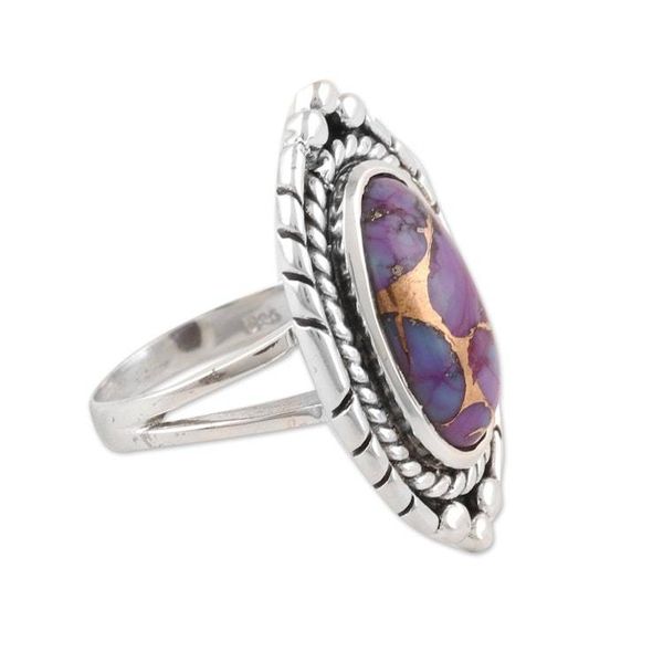 Alternate image for Oval Purple Composite Turquoise Cocktail Ring from India Regal Charm