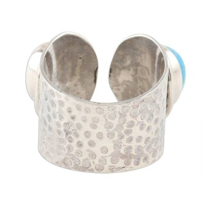Alternate image for Hammered Silver and Reconstituted Turquoise Wrap Ring Agra Alliance