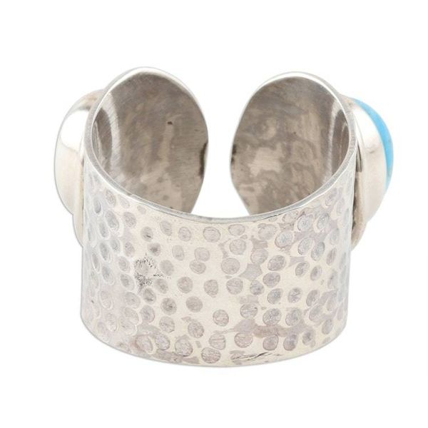 Alternate image for Hammered Silver and Reconstituted Turquoise Wrap Ring Agra Alliance