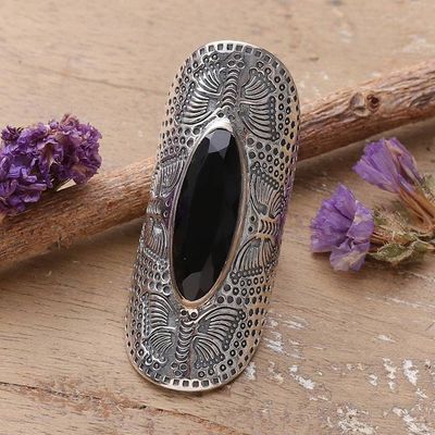 Alternate image for Butterfly-Motif Black Onyx Cocktail Ring Butterfly Black Magic