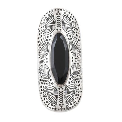 Alternate image for Butterfly-Motif Black Onyx Cocktail Ring Butterfly Black Magic