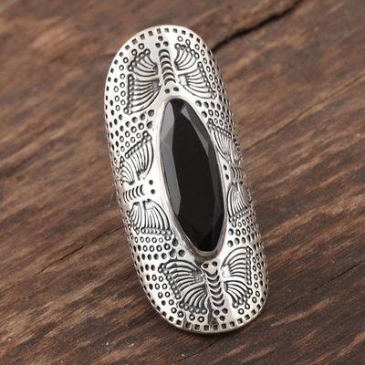 Alternate image for Butterfly-Motif Black Onyx Cocktail Ring Butterfly Black Magic