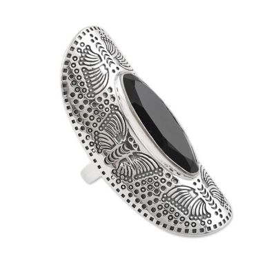 Alternate image for Butterfly-Motif Black Onyx Cocktail Ring Butterfly Black Magic