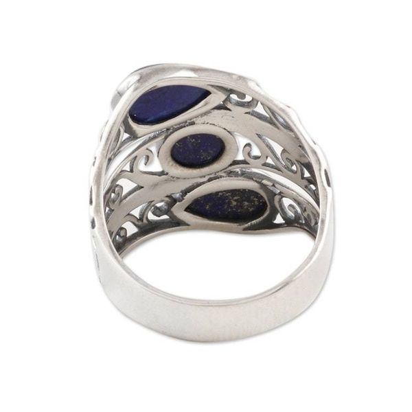 Alternate image for Three Stone Lapis Lazuli and Sterling Silver Cocktail Ring Coming and Going