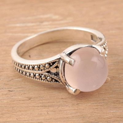 Primary image for Rose Quartz Single-Stone Ring Crafted in India Gleaming Pink