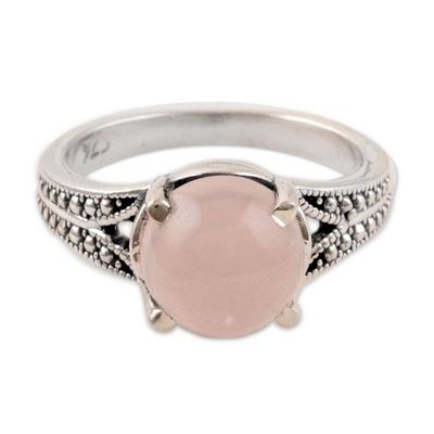 Alternate image for Rose Quartz Single-Stone Ring Crafted in India Gleaming Pink