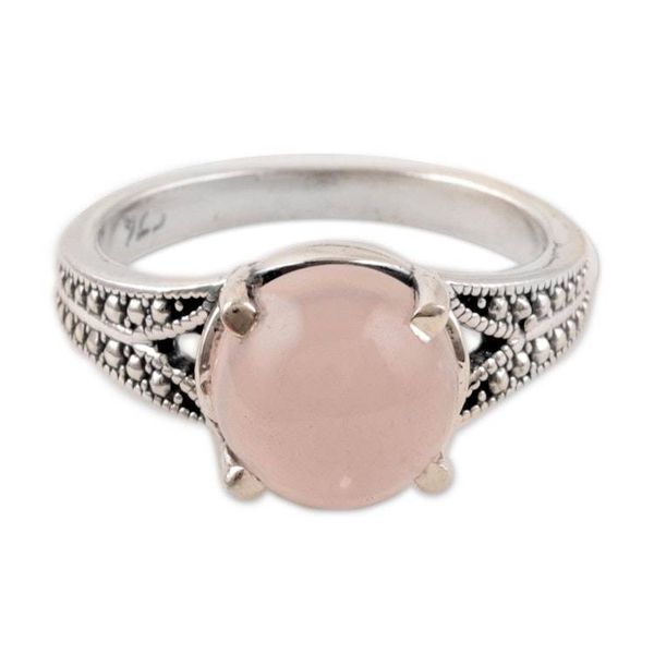 Alternate image for Rose Quartz Single-Stone Ring Crafted in India Gleaming Pink
