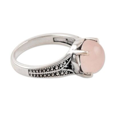 Alternate image for Rose Quartz Single-Stone Ring Crafted in India Gleaming Pink