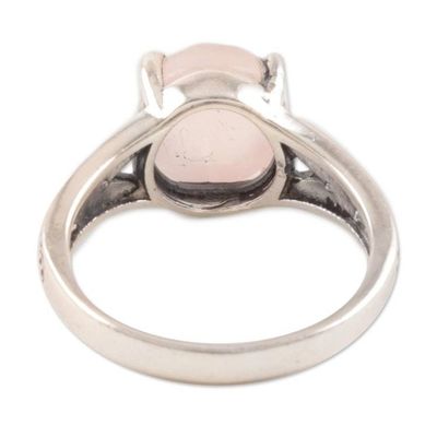 Alternate image for Rose Quartz Single-Stone Ring Crafted in India Gleaming Pink