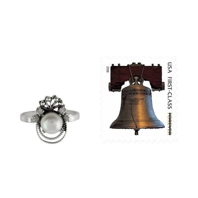 Alternate image for Sterling Silver Cocktail Ring with Pearl Bridal Jewelry Bridal Bouquet