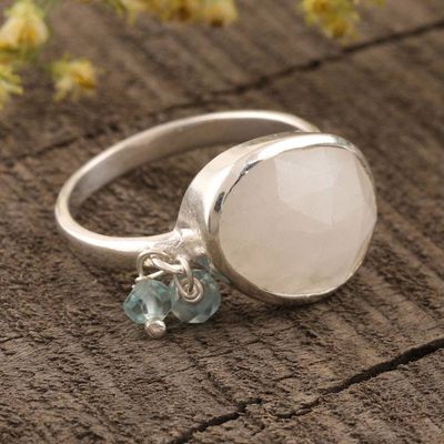 Primary image for Rainbow Moonstone and Chalcedony Bead Cocktail Ring Misty Beads