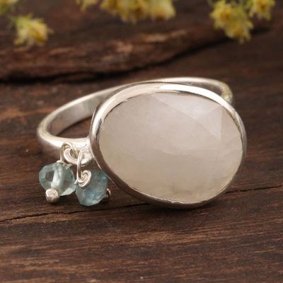 Alternate image for Rainbow Moonstone and Chalcedony Bead Cocktail Ring Misty Beads