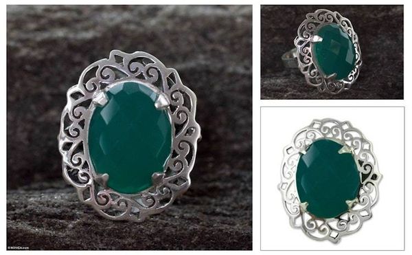 Alternate image for Sterling silver cocktail ring India Secret