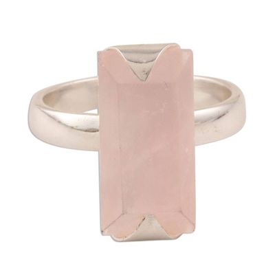 Alternate image for 3-Carat Rose Quartz Cocktail Ring from india Glorious Crystal