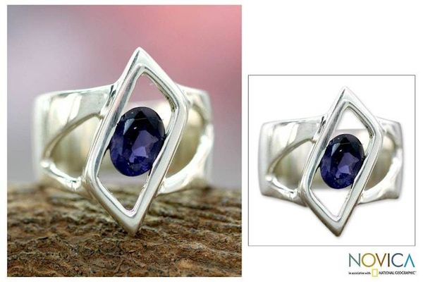 Alternate image for Sterling Silver Single Stone Iolite Ring from Modern Jewelry In Balance