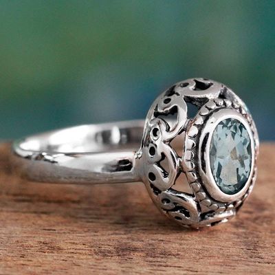 Primary image for One Carat Blue Topaz and Sterling Silver Ring Celestial Bliss