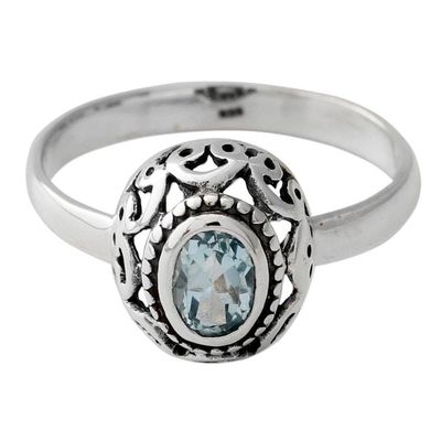 Alternate image for One Carat Blue Topaz and Sterling Silver Ring Celestial Bliss