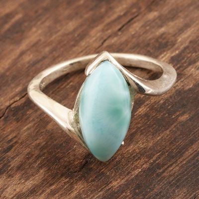 Primary image for Marquise Larimar Cabochon Sterling Silver Ring Marquise Mantra