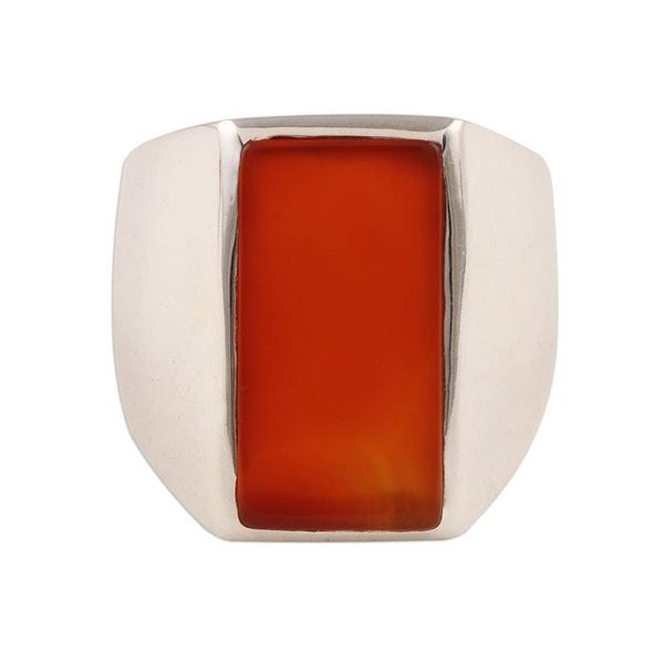 Alternate image for Mens Natural Carnelian Ring Crafted in India Red-Orange Obelisk
