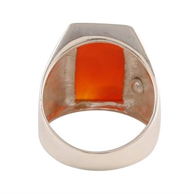 Alternate image for Mens Natural Carnelian Ring Crafted in India Red-Orange Obelisk
