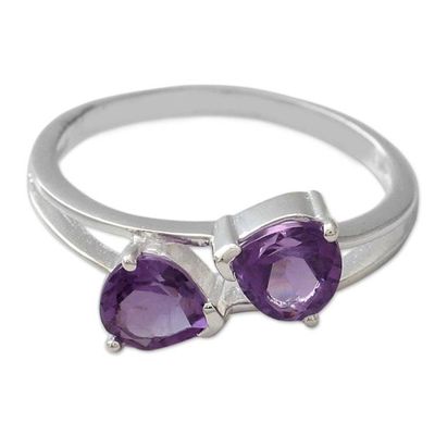 Alternate image for Sterling Silver and Amethyst Two Stone Cocktail Ring Encounters