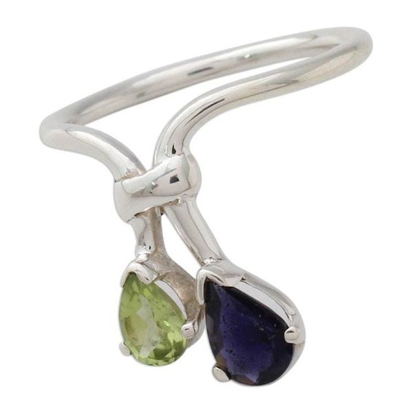 Alternate image for Iolite and Peridot Ring India Silver Jewelry You and Me
