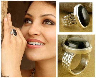 Primary image for Sterling Silver and Onyx Cocktail Ring Perfect Night