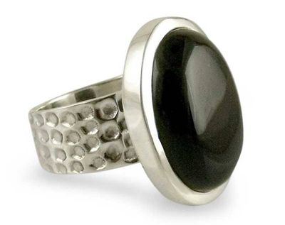 Alternate image for Sterling Silver and Onyx Cocktail Ring Perfect Night