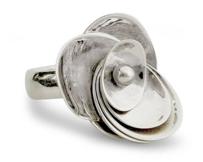 Alternate image for Handmade Modern Sterling Silver Cocktail Ring from India Lotus Majesty