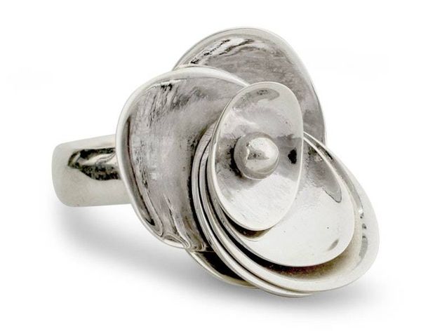 Alternate image for Handmade Modern Sterling Silver Cocktail Ring from India Lotus Majesty