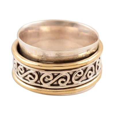 Alternate image for Sterling Silver and Brass Spinner Ring from India Happy Swirls