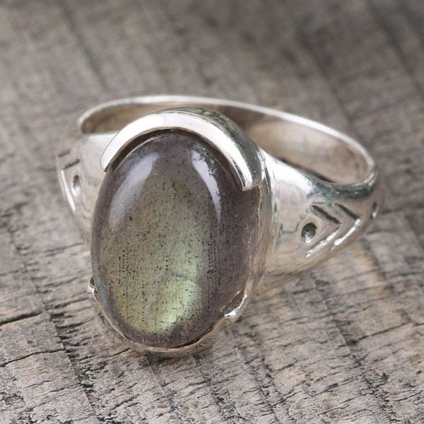 Alternate image for Handmade Labradorite and Sterling Silver Cocktail Ring Mysterious Waters