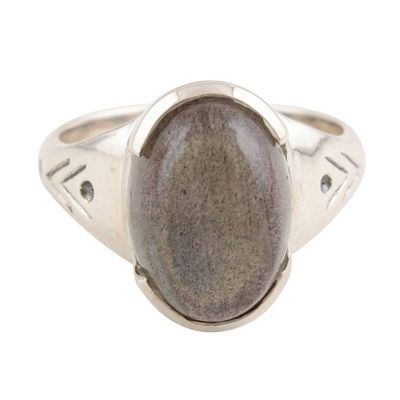 Alternate image for Handmade Labradorite and Sterling Silver Cocktail Ring Mysterious Waters