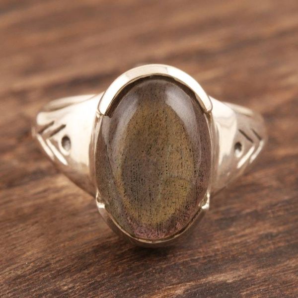 Alternate image for Handmade Labradorite and Sterling Silver Cocktail Ring Mysterious Waters