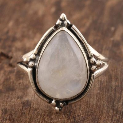 Primary image for Rainbow Moonstone Sterling Silver Cocktail Ring Misty Glory
