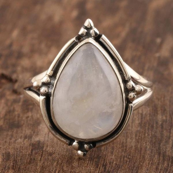 Alternate image for Rainbow Moonstone Sterling Silver Cocktail Ring Misty Glory