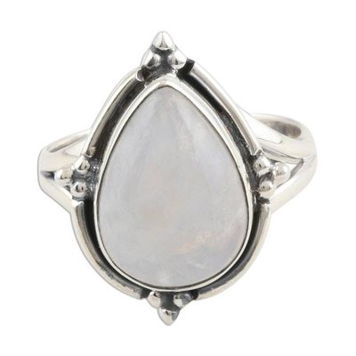 Alternate image for Rainbow Moonstone Sterling Silver Cocktail Ring Misty Glory
