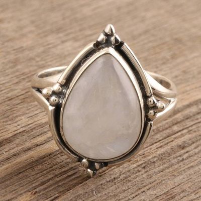 Alternate image for Rainbow Moonstone Sterling Silver Cocktail Ring Misty Glory