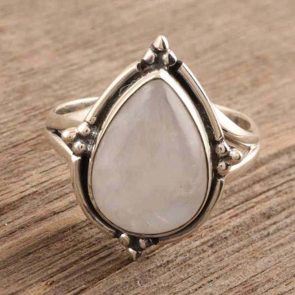 Alternate image for Rainbow Moonstone Sterling Silver Cocktail Ring Misty Glory