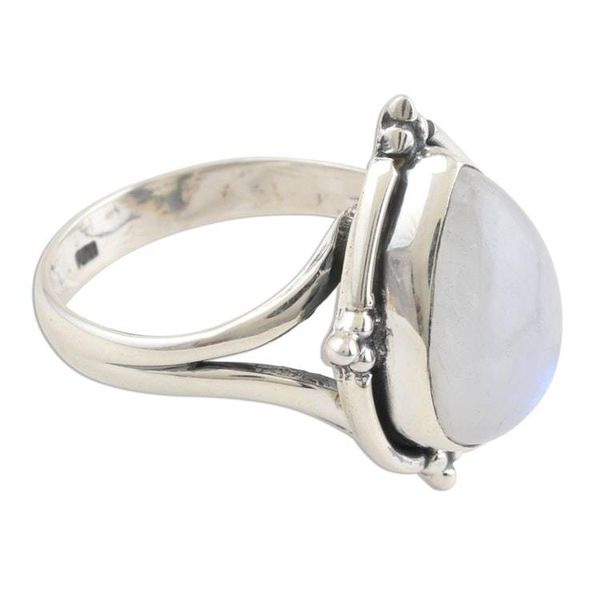 Alternate image for Rainbow Moonstone Sterling Silver Cocktail Ring Misty Glory