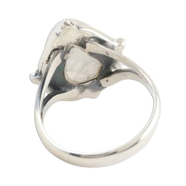 Alternate image for Rainbow Moonstone Sterling Silver Cocktail Ring Misty Glory